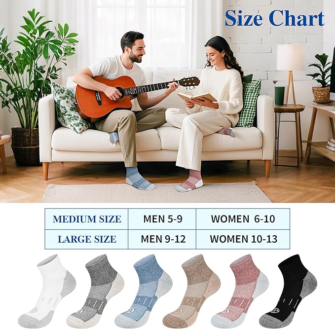Diabetic Socks for Men,6 Pairs Ankle Mens Diabetic Socks,Diabetic Neuropathy Socks for Men Size 9-11/10-13/13-15.