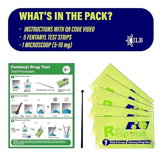 Rapid Response 2.0 Fentanyl Test Strips-5 Pack – Upgraded Drug Testing Kit with Micro Scoop – Fewer Cross-Reactions – Fast & Accurate Harm Reduction Tool for Overdose Prevention