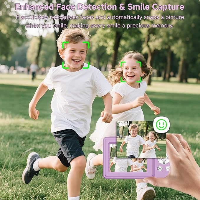 Digital Camera, 56MP 2.7K Dual-Screen Selfie Camera with 16X Zoom, 20 Filters & Anti-Shake, Portable Point and Shoot Digital Cameras with 32GB Card, Compact Travel Cameras for Beginners Teens Kids
