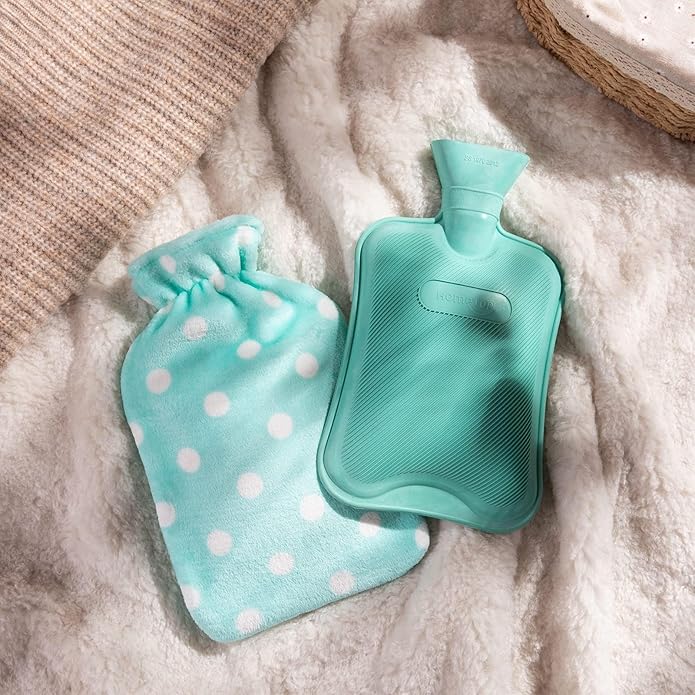 HomeTop Premium Classic Rubber Hot or Cold Water Bottle with Soft Fleece Cover