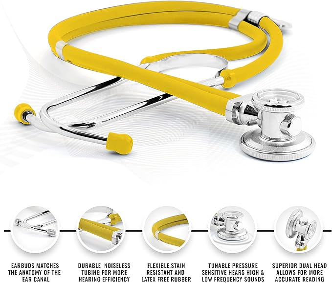 ASA TECHMED Nurse EMT Starter Pack Stethoscope, Blood Pressure Monitor and Trauma 7.5" EMT Shear Ideal Gift for Nurses, Medical Students, Firefighters, Police and Personal Use (Yellow)