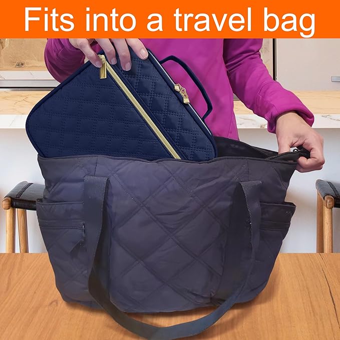 Medium Pill Bottle Organizer, Medicine Bag, Case, Carrier for Medications, Vitamins, and Medical Supplies - Travel Medicine Organizer Home Storage Med Bag - Ultrasonic Navy (Without Lock)