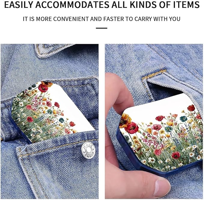 This Portable Watercolor Wildflower Pattern 6-Compartment Pillbox Can Be Placed in A Pocket Or Wallet to Store Vitamins, Medicines Fish Oil Health Supplements Other Medications.