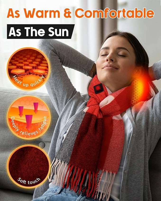 Heated Scarf Valentine Gifts Regalos Idea for Women Wife Esposa Mom Mamá Mama Mujer Girlfriend Novia Sister Hermana Who Have Everything for Birthday Cumpleaños Navidad Valentine Stress Relief Bufanda