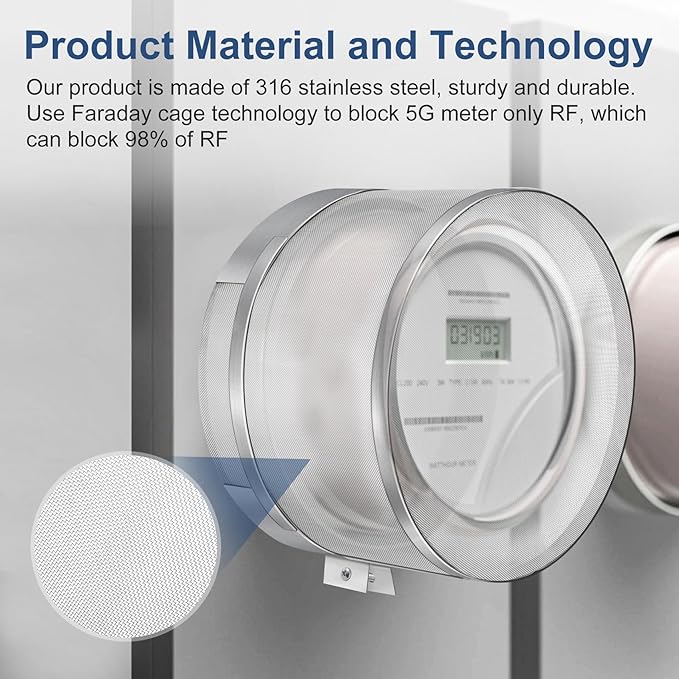 Smart Meter Cover,Electric Meter Cover Shield Made with Faraday Cage Technology,Electrical Meter Cover Made of 316 Stainless Steel for Durability.Suitable for All Smart Meter Protection