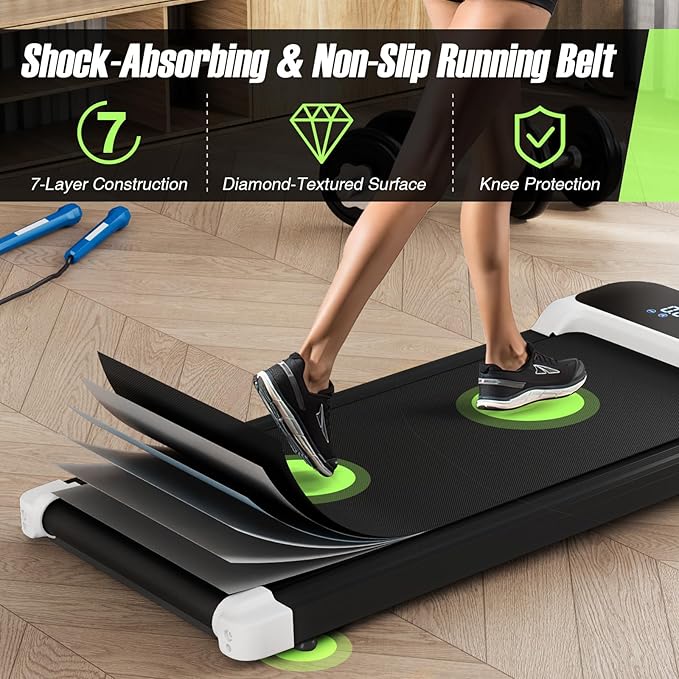 Goplus Walking Pad, 2.5 HP Under Desk Treadmill with Remote Control & LED Display, 3 Countdown Modes, 0.6-4 MPH Portable Treadmills for Home Small, Office, Free-Installation