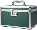 Lockable Medication Box with Portable Storage Case, 12.2''x 7.2''x 7.6'', Childproof Medicine Lock Organizer, Lockbox for Documents & Valuables (Green/Medium)