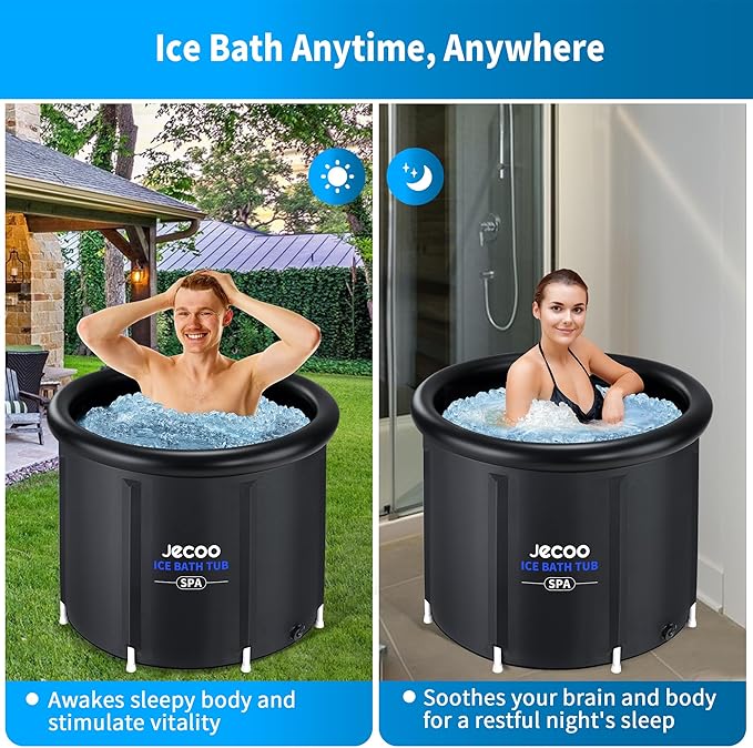 Jecoo Ice Bath Tub for Athletes, 116 Gal Heavy Duty Cold Plunge Tub Portable Cold Plunge for Adults Ice Baths Cold Water Therapy for Recovery at Home, Gyms, Indoor Outdoor…, Black