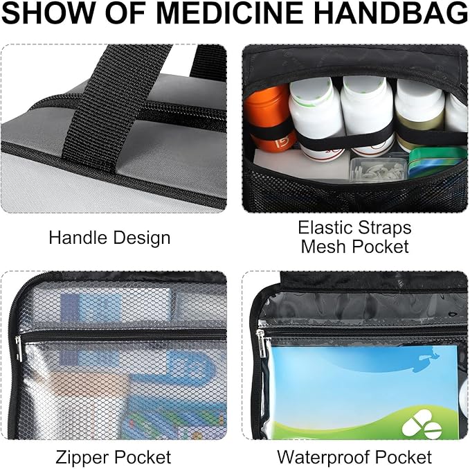 Naanle Pill Organizer Bag Travel Pill Bottle Medicine Organizer Home Storage Medication Bag for Vitamin Supplements, Pill with Cross Empty First Aid Bag for Camping Car, 1.0 Count