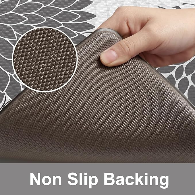 KIMODE Padded Anti Fatigue Floor Mat, Comfort Waterproof Standing Kitchen Mats, Boho Dahlia Kitchen Rugs and Mats Under Desk, 20" x 39" Non Slip Ergonomic Mat Front Sink