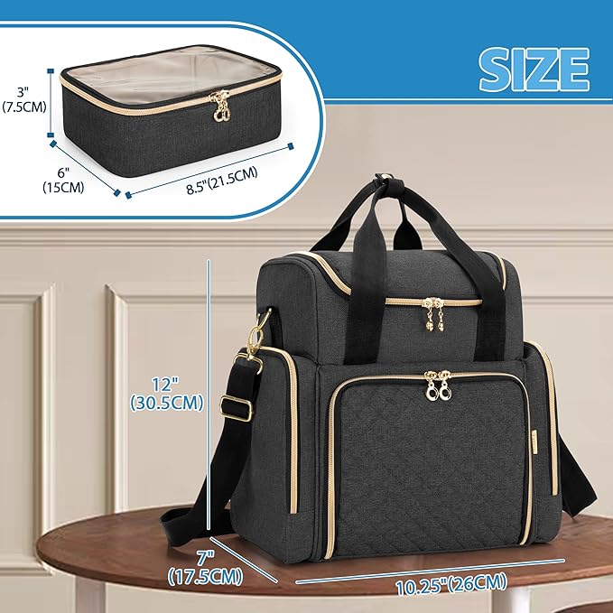 LUXJA Large Medicine Bag with 2 Removable Cases, Medicine Storage Bag with Multiple Storage Sections (Suitable for Travel or Home), Black