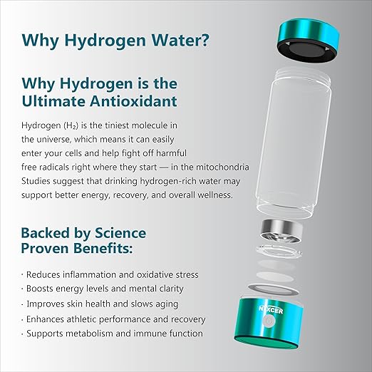 Hydrogen Water Bottle Generator - 3 Min SPE PEM Tech, 2026 Model, 420ML Portable Hydrogen Water Machine for Travel, Wellness & Recovery, Ideal for Kids, Men & Women (Turquoise)