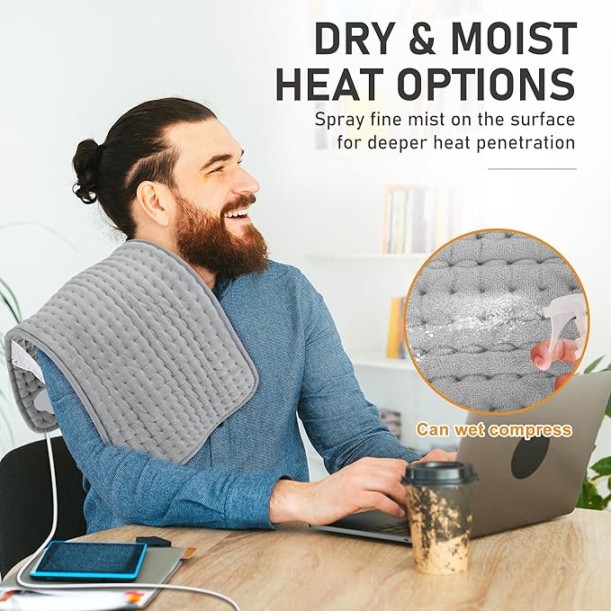 Electric Heating Pads for Back Pain Relief & Period Cramps, 9 Heat Setting & 4 Timer Options,12x24 Portable Heating Pad for Shoulder, Knee, Arms, Legs, Dry/Moist Heat, Gifts for Women and Men