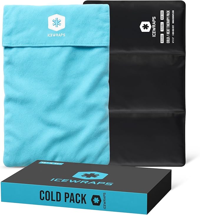 ICEWRAPS 10" x 14" Reusable Ice Pack with Soft Fabric Cover, Flexible Cold Therapy Clay Pack for Knee & Back Swelling, Injury & Chronic Pain Relief – FSA-HSA Eligible