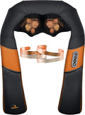 Millenti Shiatsu Back Neck Massager with Heat & Magnetic Healing Copper Bracelets - Pain Relief Deep Tissue 3D Kneading Shoulder Massagers - Up to 5.8” Tall, Black Copper, CHBNSM