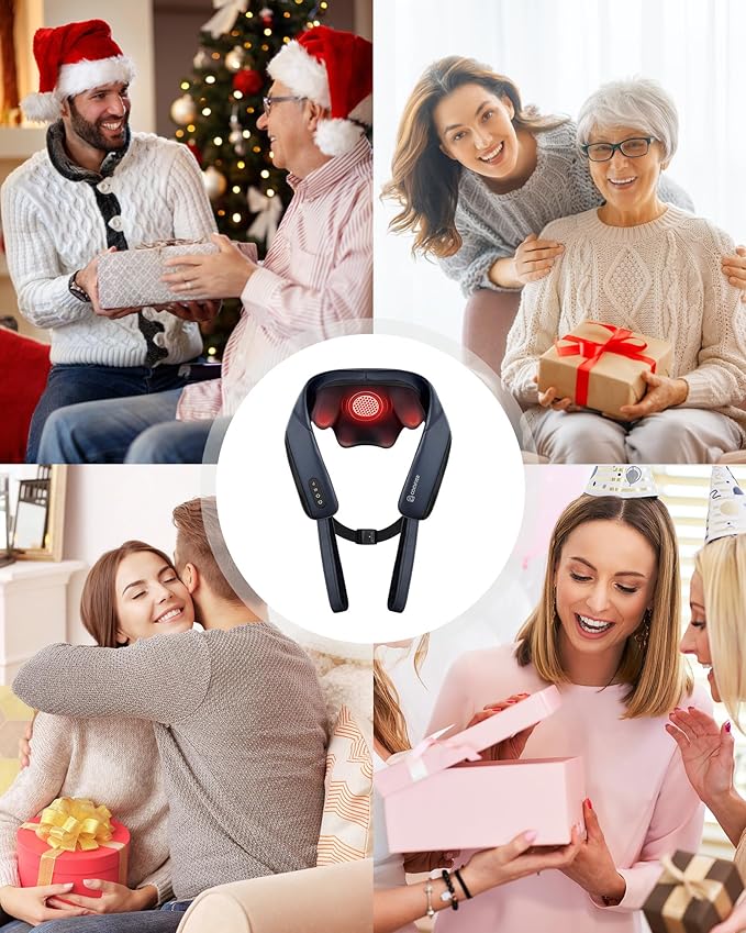 COMFIER FSA Eligible Cordless Neck Massager with Heat, 4D Shiatsu Deep Tissue Kneading for Neck & Shoulders, Graphene Heating Massage Pillow, Portable & Rechargeable