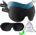 PrettyCare 3D Sleep Mask 2 Pack,Eye Mask for Side Sleeper 3D Contoured Sleeping Mask Blackout Out for Men- Blindfold Airplane with Ear Plugs, Night Masks with Travel Bag (Black&Blue)