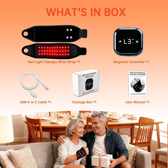 Suerbeaty Red Light Device for Hands Wrist, Cordless & Rechargeable 2000mAh Controller with Auto-Off Timer, 660nm & 850nm NIR for Comfort Support