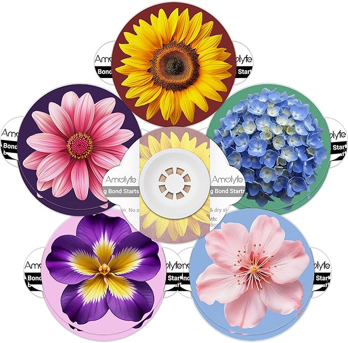 Libre 3 Sensor Covers Waterproof Floral, Amolyfe 10 Pack Libre 3 & Plus Sensor Covers, Bump-Proof with Hard Cap, Easy-Peel Tab Patches for Free Style Glucose Sensor, 14-Day Protection (Bloom)