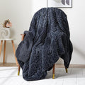 Wemore Fleece Weighted Blanket for Adults (60" x 80" 20lbs, Grey-Blue), Dual Sided Cozy Soft Sherpa Heavy Blanket, 3D Imitation Turtle Shell Warm Jacquard Flannel Weighted Blankets for Couch and Bed