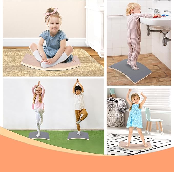 Balance Board for Kids Wooden Swing Board with Scratch Resistant Pat Happy Swing Learning Toy - Development Puzzle Boys Girls Kids Birthday