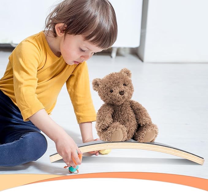 Balance Board for Kids Wooden Swing Board with Scratch Resistant Pat Happy Swing Learning Toy - Development Puzzle Boys Girls Kids Birthday