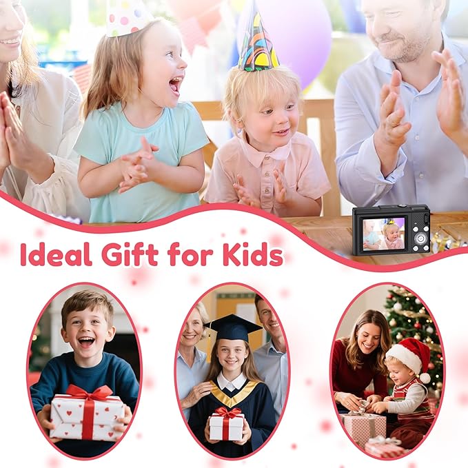 Digital Camera, FHD 4K Digital Point and Shoot Camera with 16X Zoom Anti Shake, 48MP Compact Small Camera with 32GB Card for Boys Girls Kids