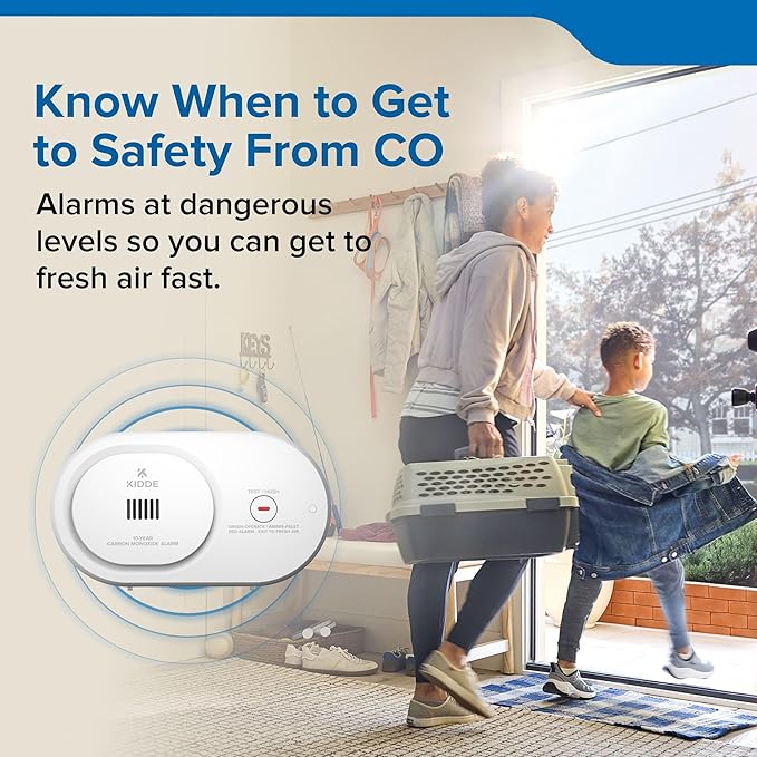 Kidde Carbon Monoxide Detector, 10-Year Battery Powered, LED Status Indicators, 85 dB Alarm, 5th Edition, COB10