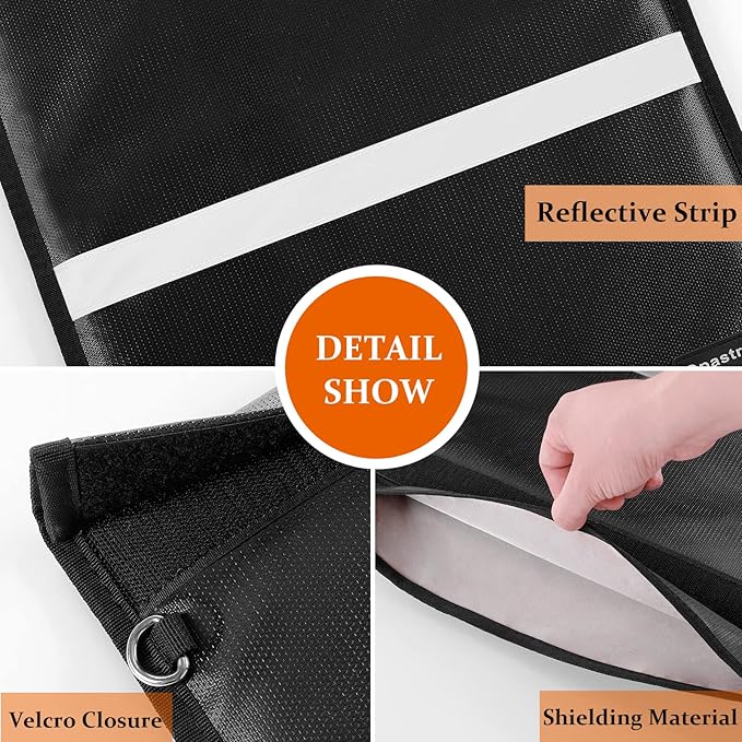 Faraday Bags for Laptops & Tablets & Phones, 4 Pack Faraday Cage, Upgraded Key Fob Protector with Reflective Strip, Anti-Tracking Faraday Bag, Faraday Pouch