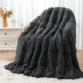 Wemore Jacquard Fleece Weighted Blanket Queen Size 60" x 80" 15lbs, Ultra Soft Cozy Sherpa Weighted Blankets for Adults, Ultra Fuzzy Heavy Blanket for Sleep, Fluffy Warm Throw for Bed, Dark Grey