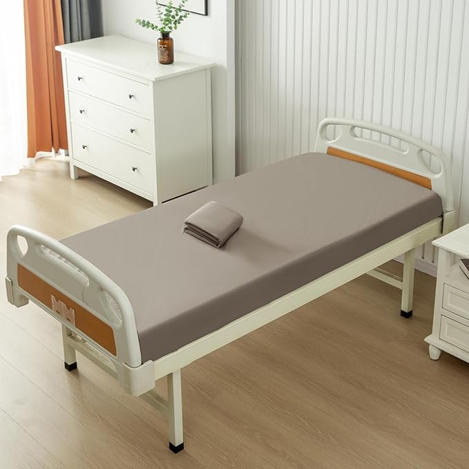 WenBags 2 Pack Waterproof Hospital Bed Sheets 36" x 84" x 16", Hospital Bed Fitted Sheets for Home & Hospital Care Beds, Soft Hospital Bed Sheets with Elastic All Around (Gray)