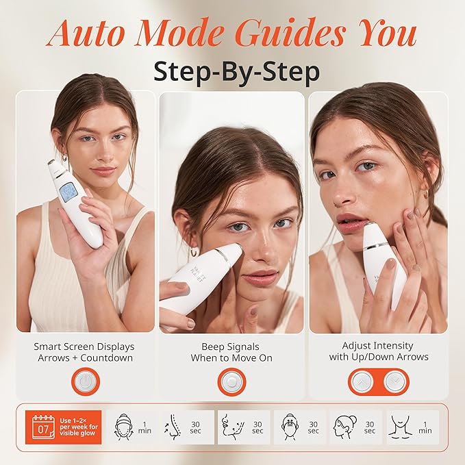 Vanity Planet Exfora Facial Microdermabrasion Wand - Pore Vacuum, Blackhead Remover, Acne Exfoliator, Wrinkles Reducer for All Skin Types - Microdermabrasion Machine with 4 Heads & Dual Charging Mode