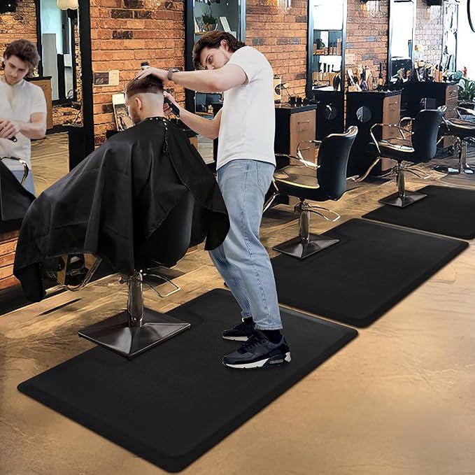Salon Barber Floor Mat Anti Fatigue for Hairstylist Standing 3' x 4', 1/2'' Thick Comfort Matt Square Base for Salon Styling Chair, Hair Cutting Hairdressing Beauty Equipment