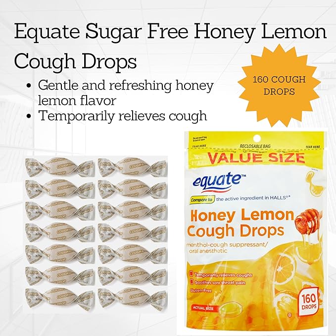 Cough Drops Honey Lemon Equate160 Count Dietary Supplement Includes Pill Organizer