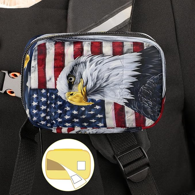 American Flag Animal Eagle Travel Pill Organizer Box Weekly Portable Pill Case Daily Pills 7 Day Small Birth Control Pills Container Removable Compartments for Medicine Vitamins Fish Oil