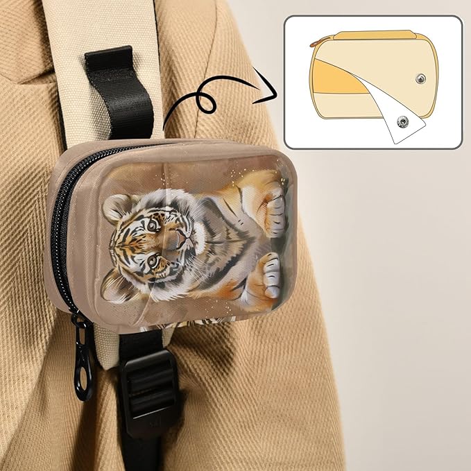 Tiger Travel Pill Organizer with Compartments Lightweight Medicine Storage Bag with Zipper Pocket for Purse Travel Home Use