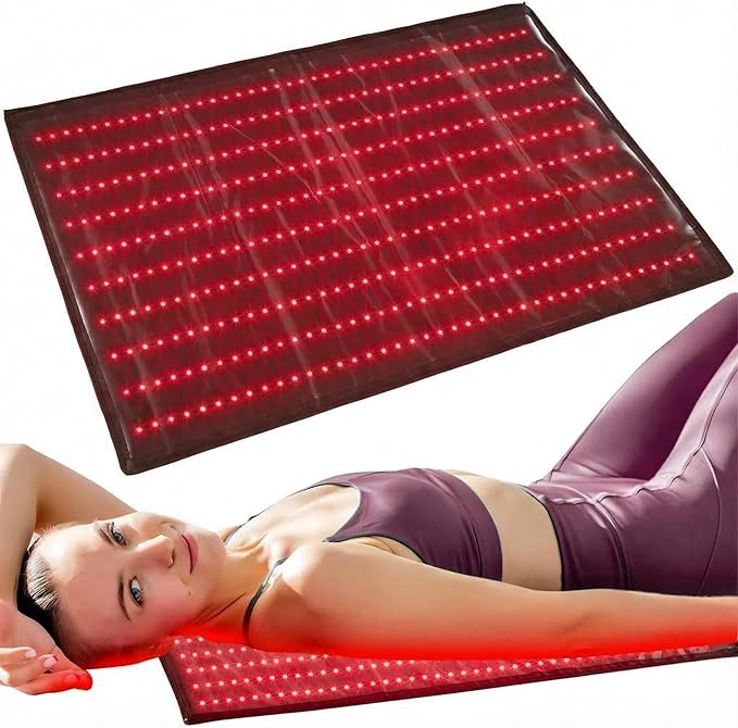 Red Light Therapy Mat 97x60cm, 400 LEDs Red Infrared Light Therapy Pad for Full Body, Home Use for Pain Relief, Muscle Recovery, Skin Rejuvenation, Portable & Foldable Design