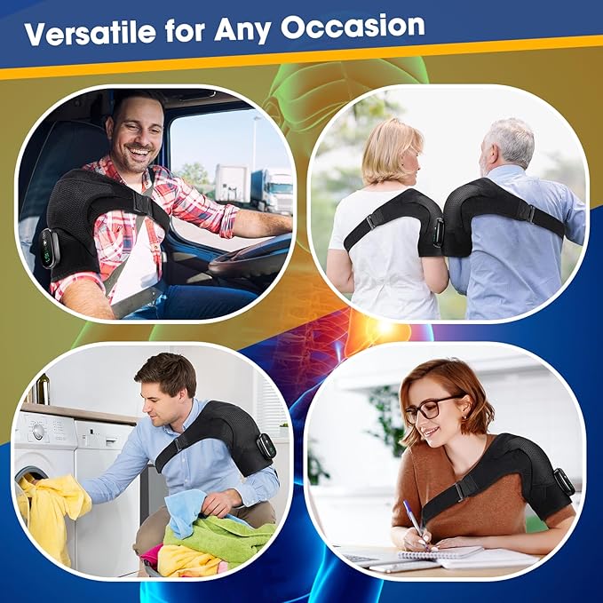 Cordless Shoulder Heating Pad with Massage, FSA Eligible Items List, Heated Shoulder Wrap Massager for Pain Relief Deep Tissue, Rotator Cuff Heating Pad, HSA Approved Products Only