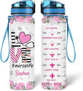 Hyturtle Personalized Love Nurse life 32oz 1Liter Motivational Water Bottle, Customized Water Bottle Funny Nurse, Gifts For Nurses Graduation|Appreciation Present For Women Coworkers