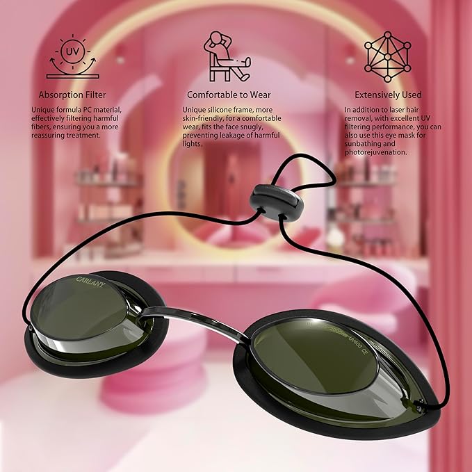 200nm-2000nm Laser Protection IPL Safety Glasses, See-through Anti Fog UV400 Absorption Filtering Eye Protection Goggles, OD4+ for Tanning Hair Removal Eye Protection
