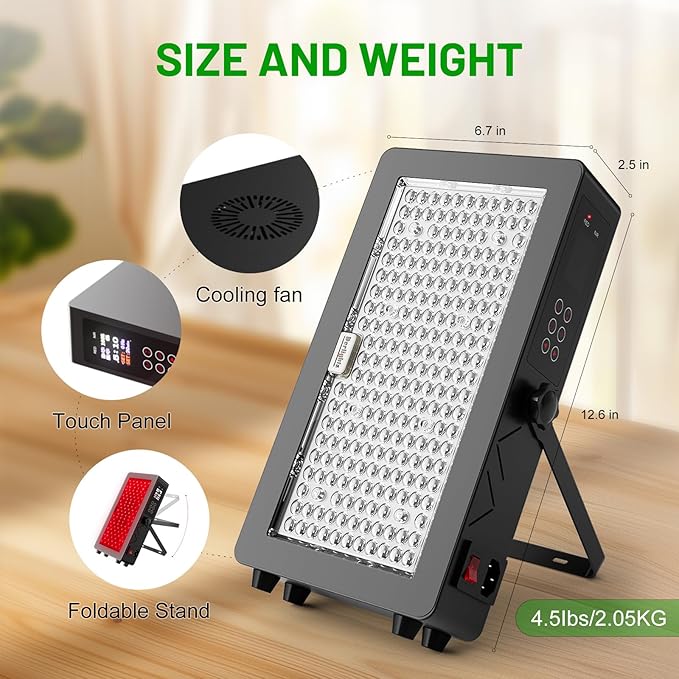 Red Light Lamp with Protective Glasses, 100W Near Infrared Light, 660nm 850nm High Power Panel, 7 Time Settings, 5 Brightness, 3 Light Modes