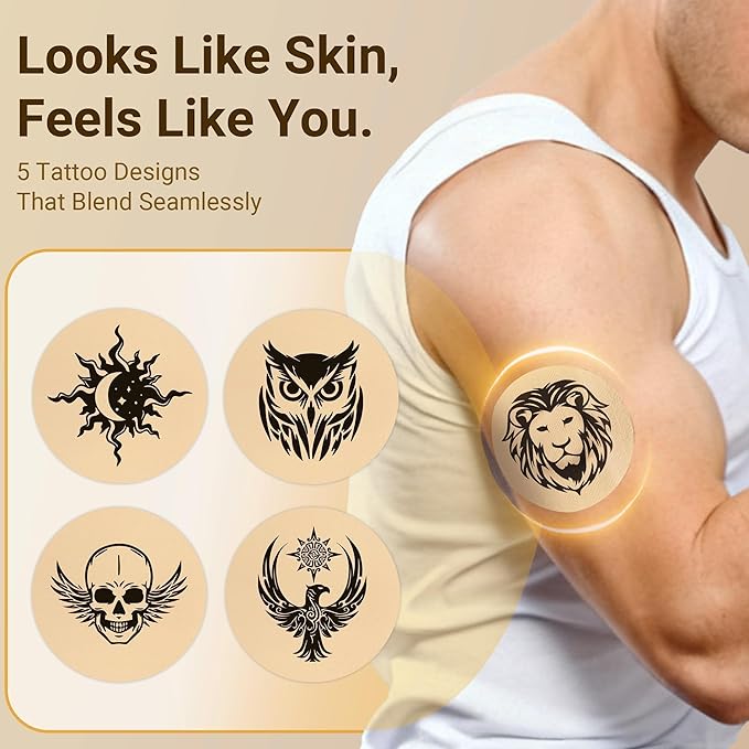 Libre 3 Sensor Covers Tattoo Waterproof, Amolyfe 10 Pack Freestyle Libre 3 Plus Covers, Bump-Proof with Hard Cap, Waterproof Breathable Medical CGM Adhesive Patches, 14-Day CGM Protection (Lion)