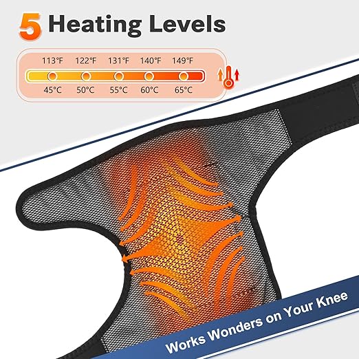 Portable Knee Massager for Pain Relief, Knee Heating Pad for Knee Pain, Knee Massager with Heat, Heated Knee Massager, Newly 4 Powerful Motors, 5 Heats and 5 Massage Modes