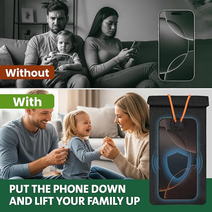 Premium 2 Pack EMF Blocker Case For Cell Phone Size 8inx4in Fits All Smartphones Anti Shield Sleeve Pouch Cover Fabric Faraday Bags For Phones SmartDot 5G RF Car Key Signal Data Blocking Black Color