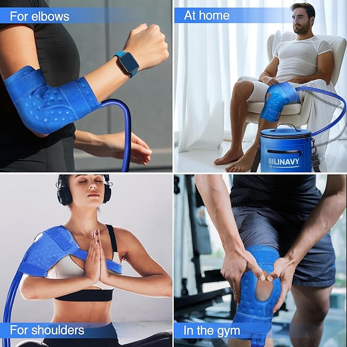 Cold Therapy Machine, Portable Ice Therapy Machine for Knee After Surgery with Programmable Timer & Flow Rate, Quiet Pump, Knee Pad, Cold Therapy Unit for Long-Term Relief and Recovery, Deep Blue