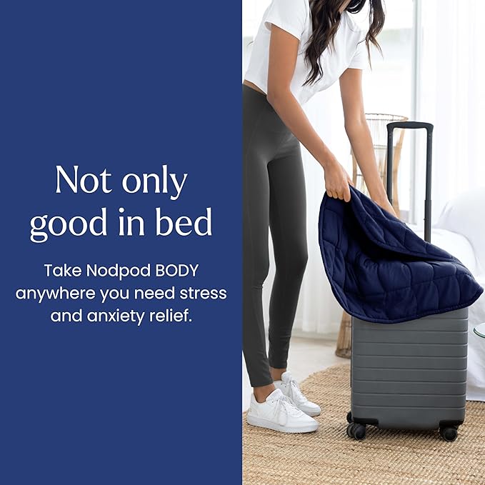 nodpod Body 6.5lb Patented Compact Weighted Blanket I Perfect for Relaxation, Sleeping & Travel l I Glass Bead Filled, Machine Washable (29" x 24") - Midnight