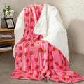 Aemicion Strawberry Pink Weighted Blanket 15lbs Twin Size 48x72in,Soft Sherpa Washable Weighted Blankets for Adults,Cozy Cute Throw Blanket Weighted as Birthday Gifts for Girls Women Mom