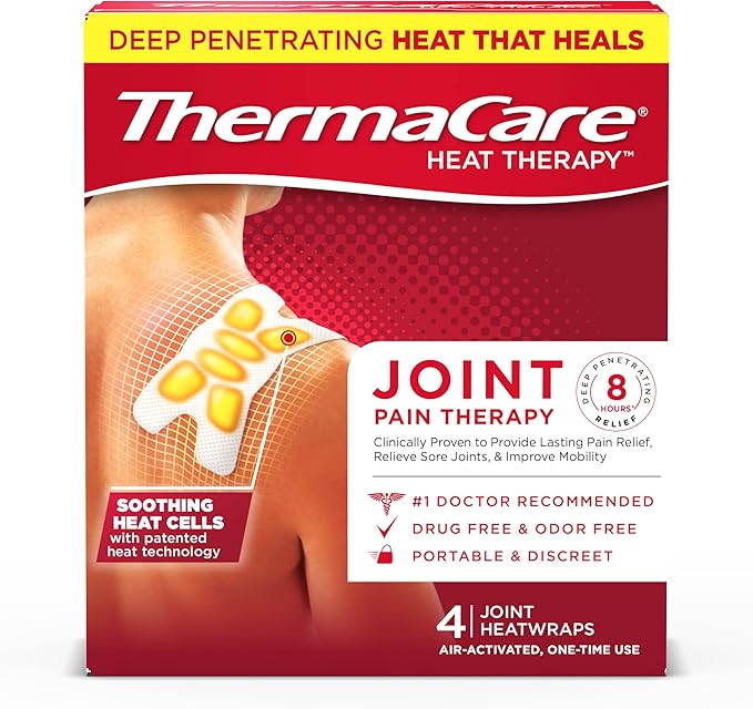 ThermaCare Portable Heating Pads - Adhesive, Disposable HeatWraps for Joint & Muscle Pain Relief - Multi-Purpose, Drug-Free Therapy with Flexible Fit (4-Count)