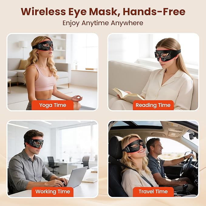 Red Light Therapy for Eyes, Infrared Red Light Therapy for Eye Bag, No Light Leakage 630nm Red Light & 850nm Infrared Red Light Therapy Device for Wrinkles, Red Light Eye Mask with Rechargeable Remote