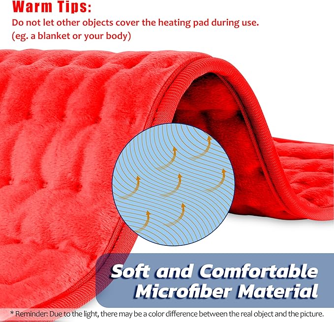 24"X20" Electric Heating pad with 6 Heat Settings, Auto Shut Off, Red Dry Electric Heating for Back Neck Knee Arms Legs Shoulder Heat Pads for Christmas Birthday Father's Day Mother's Day